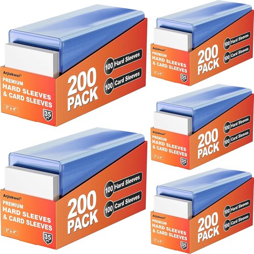 Arjiekwei 1000 Card Sleeves - Premium Hard Plastic Protectors for Baseball & Football Cards | 3"X4" Size