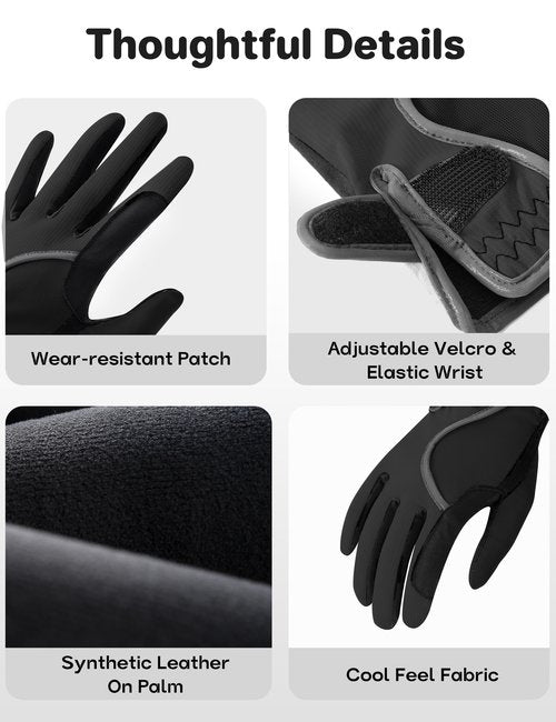 FitsT4 Sports Kids Horse Riding Gloves Girls Boys Equestrian Horseback Riding Gloves Mesh for Youth Children Touchscreen Black XL