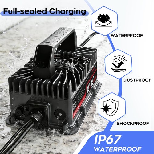 EPOWREY 48 Volt Golf Cart Battery Charger Onboard 15 AMP for EZGO TXT RXV/Club Car/Yamaha with Ring Terminals Plug