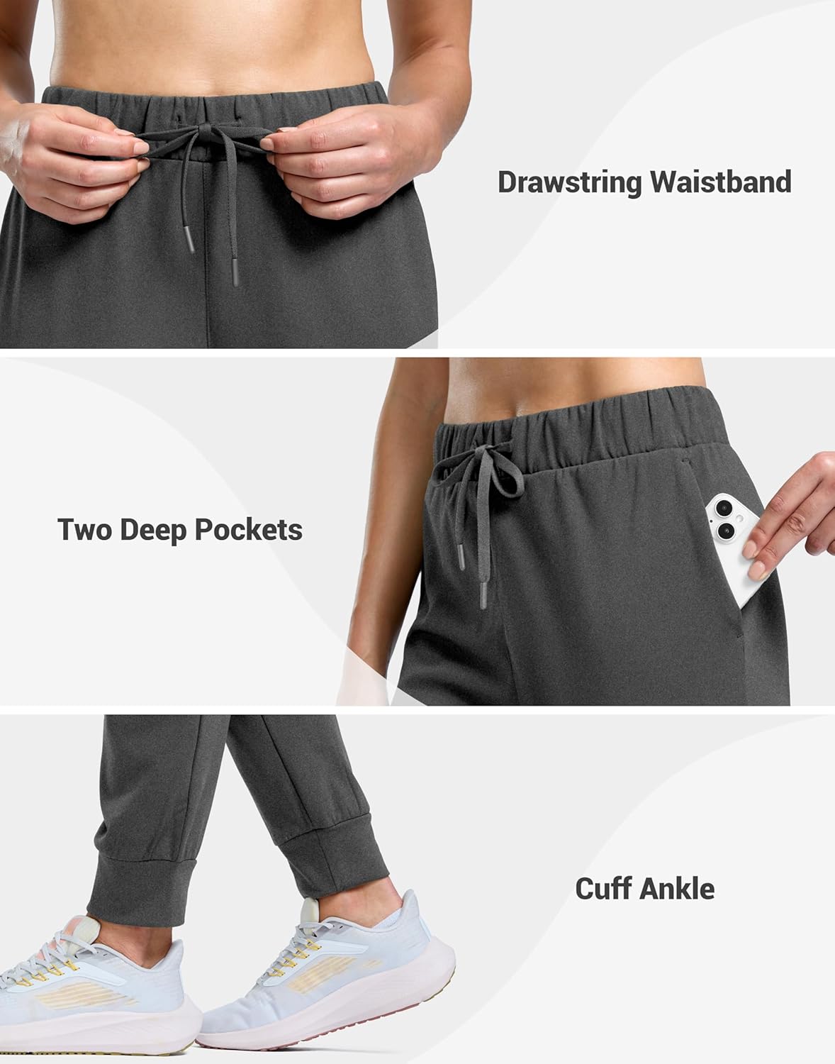 SANTINY Women's Thermal Joggers - Fleece Lined, Waterproof with Pockets for Skiing & Hiking