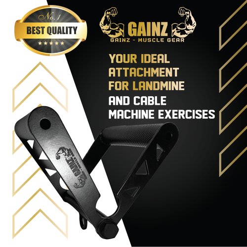 Gainz - V-Bar Cable Attachment/Landmine Handle for Barbell and Machines(Foldable) - T Bar, Double D, Multi Grip
