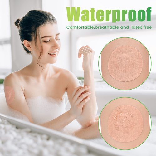 PPMAK-40 PCS Sensor Covers for Libre 2/3-Adhesive Patches-Waterproof CGM Tape No Glue On The Center-Color Tan and Long Lasting (40 PCS)