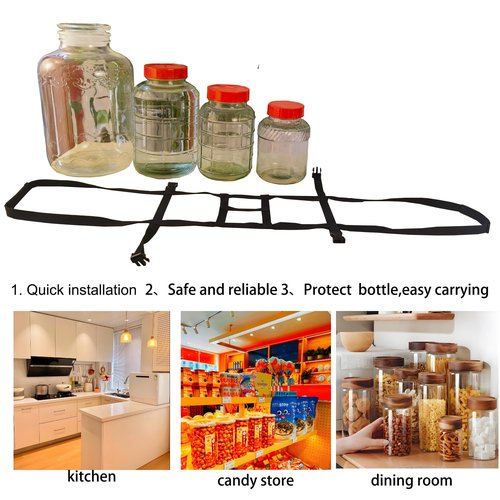 Storbuffs 0.5/1/1.5/2 Gallon Glass Jar Carboy Easy-Carry Straps, Glass Bottle Protector, Adjustable Strong for Easy, Safe, Secure Lifting Moving Carrying jug Bottle, Fit 0.5 to 2 Gal, No Carboys