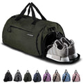 Fitgriff® Gym Bag for Men & Women with Shoe & Wet Compartment - Duffle Bag for Travel, Sports, Fitness & Workout (Army Green, 23 x 12 x 12″ (Medium))