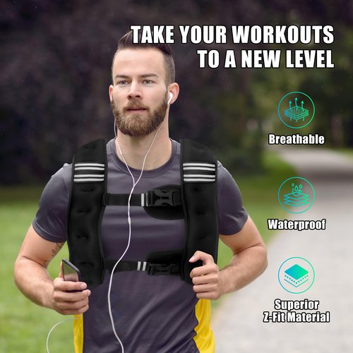 WTREE Weighted Vest Men or Women - 12 lb Weights with Reflective Stripe, Weighted vest for Workout Equipment for Strength Training Night Running