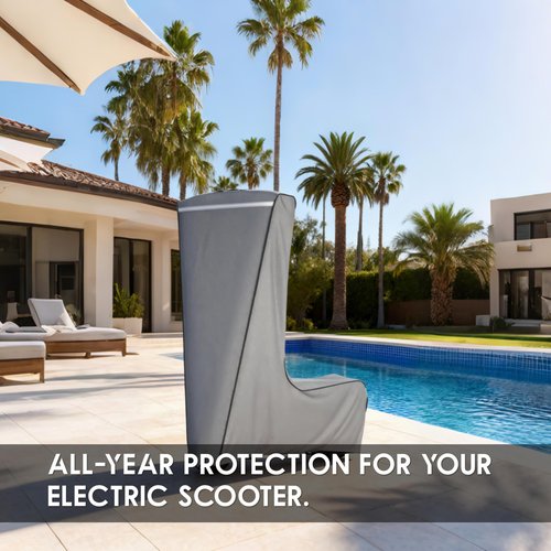 Electric Scooter Cover, 1680D Heavy Duty Waterproof and Dustproof Oxford Cloth, UV Resistant & Anti-Scratch, Includes Storage Pouch, A Better Fitting Electric Scooter Cover (Gray, 54x8x52 inch)