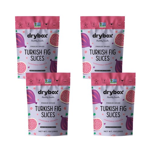 Drybox Freeze Dried Fig Slices | 100% Natural Fruit | Freeze Dried Fig Source | No Sugar & Additives | Healthy Snack & Topping for Beverages or Recipes | Non-GMO, Vegan, Gluten Free, 1 oz 4 pack