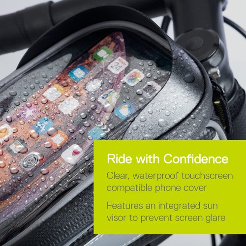 Bike Frame Bag with Waterproof Phone Pouch by Delta Cycle - Top Tube Bike Bag with Bike Phone Mount - Waterproof Handlebar Bag Bike Accessories for Adult Bikes