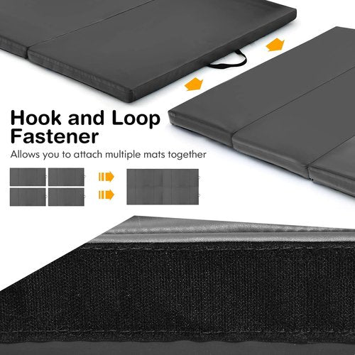 GYMAX Gymnastics Mat - 4FT x 8FT x 2In Folding Exercise Mat with Carry Handles & Waterproof Cover | Ideal for Yoga & Martial Arts