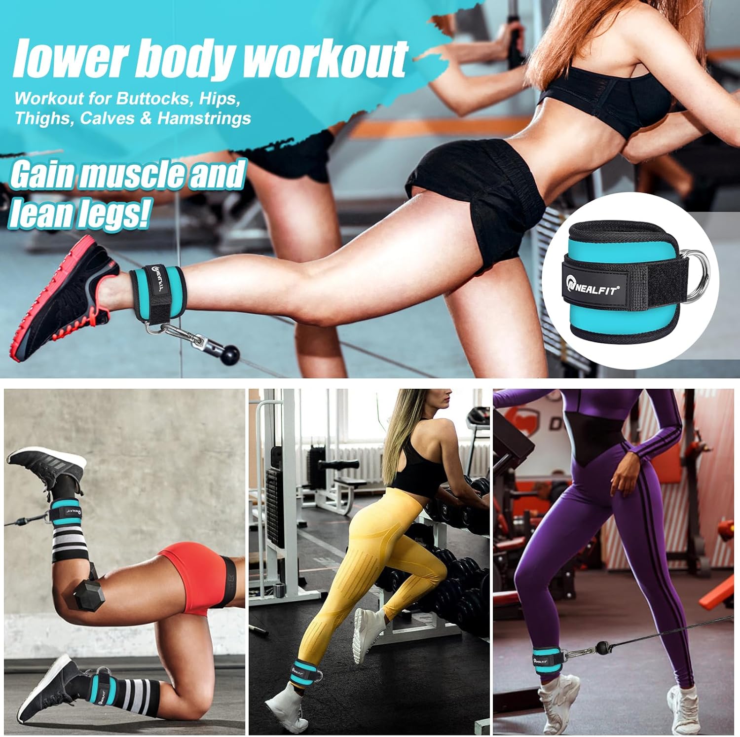 Skiennix Ankle Strap - Versatile Cable Machine Cuff for Kickbacks & Glute Workouts | Unisex Design