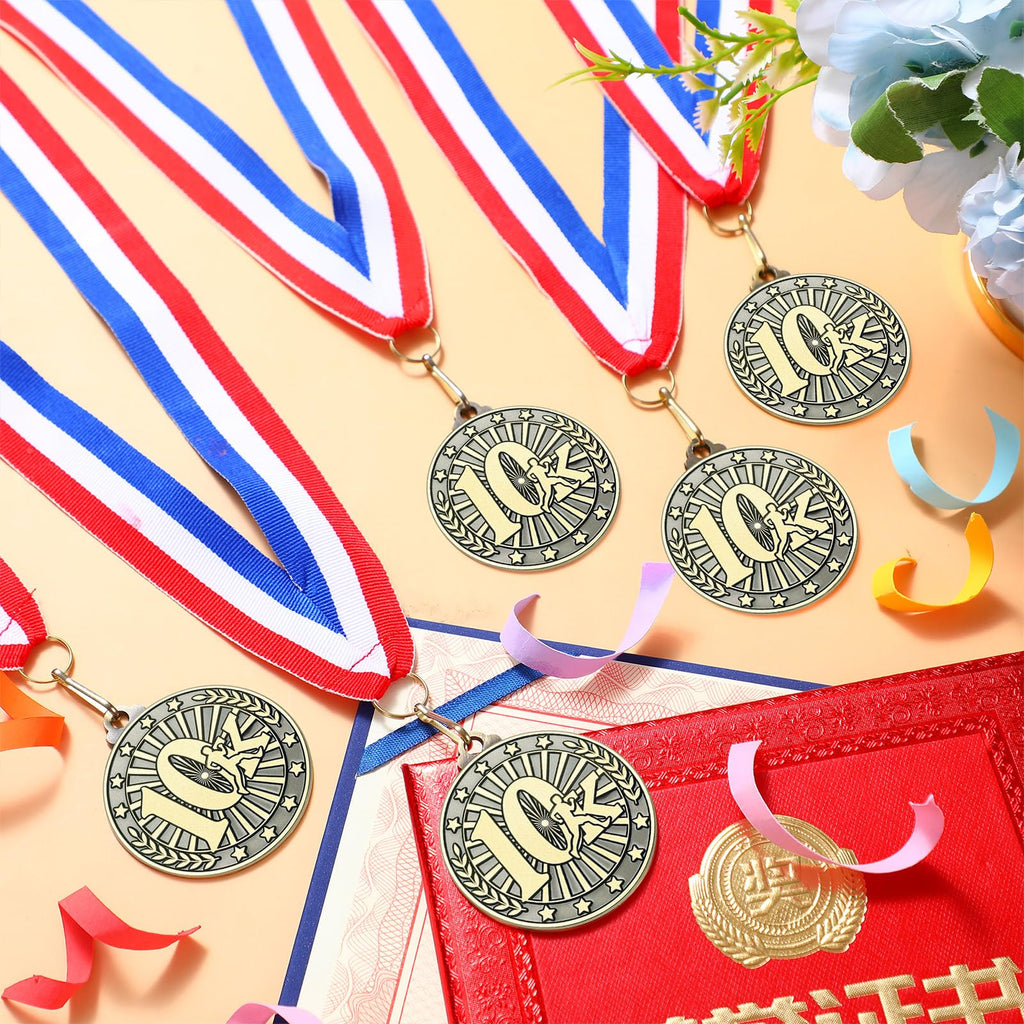 Remuuly 30/60/100 Pcs 5K 10 K Race Medals Bulk 2'' Gold Trophy Award Running Trophy Medal First Place with Neck Ribbons Prize Gift for Race Walk Tournaments Match Sports Competition Adult (30 Pcs,10k)