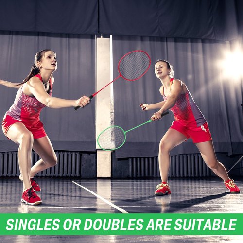 Woanger 8 Packs Badminton Rackets Set with 12 Badminton Racquets for Adult Backyard Gym Beach Outdoor(Rose Red,Light Green)