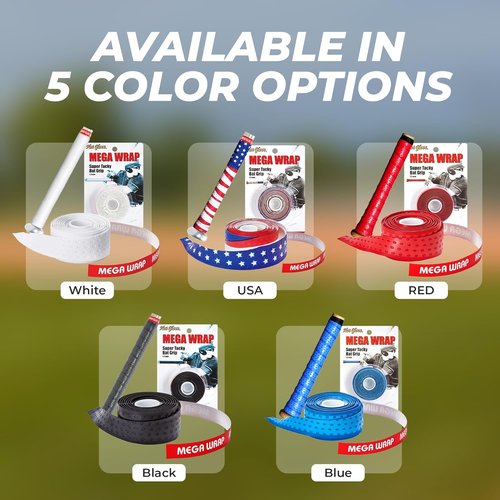 Hot Glove Mega Wrap Bat Grip - 1.5mm Tacky Design for Superior Control and Comfort