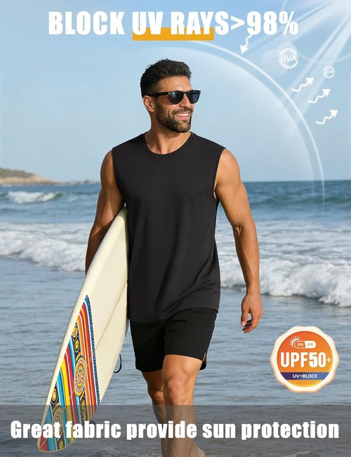 Cotrasen Men's Tank Top - UPF 50+ Lightweight Cotton Sleeveless Gym Tee | Casual Cooling Muscle Shirt