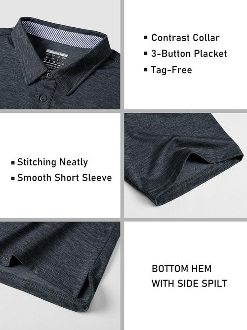 MAGCOMSEN Men's Polo Golf Shirt - Moisture-Wicking 3-Button Athletic Tee | Casual Short Sleeve Design