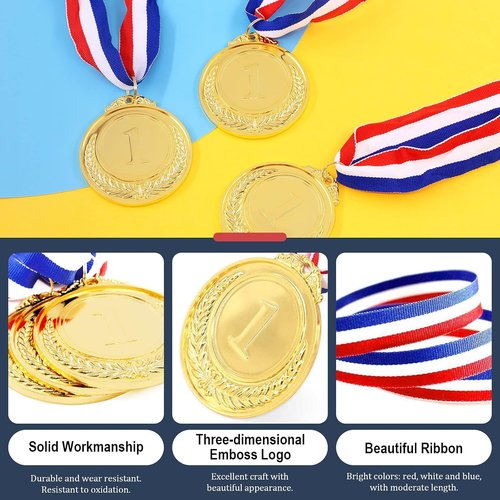 Hilitchi Gold Award Medals - Olympic Style Winner Medals with Ribbon | Set of 5