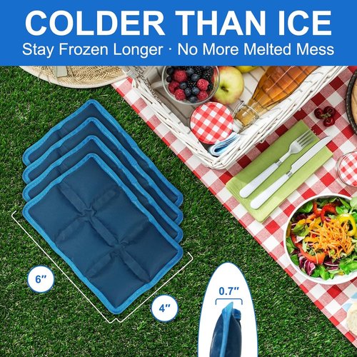Blobuste Ice Packs - 4PCS Reusable Flexible Gel Cold Packs | BPA-Free Leakproof for Lunch Boxes & Coolers