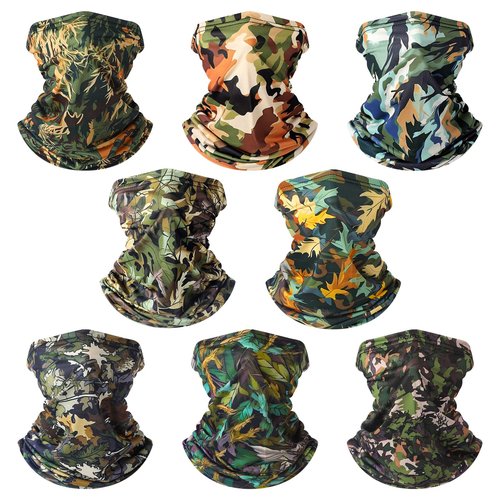 SATINIOR Summer Camo Neck Gaiter UV Protection Cooling Face Mask Sun Hood Bandanas for Men Women Sunscreen Breathable Bandana