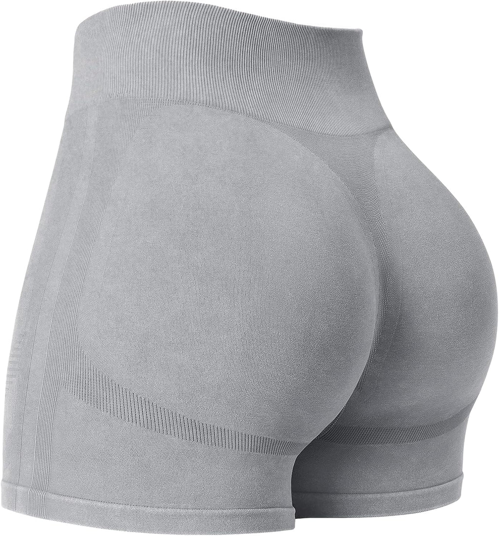 YEOREO Women's Biker Shorts - 4.5" Faux Denim, Mid Waist, No Front Seam, Hidden Scrunch Design