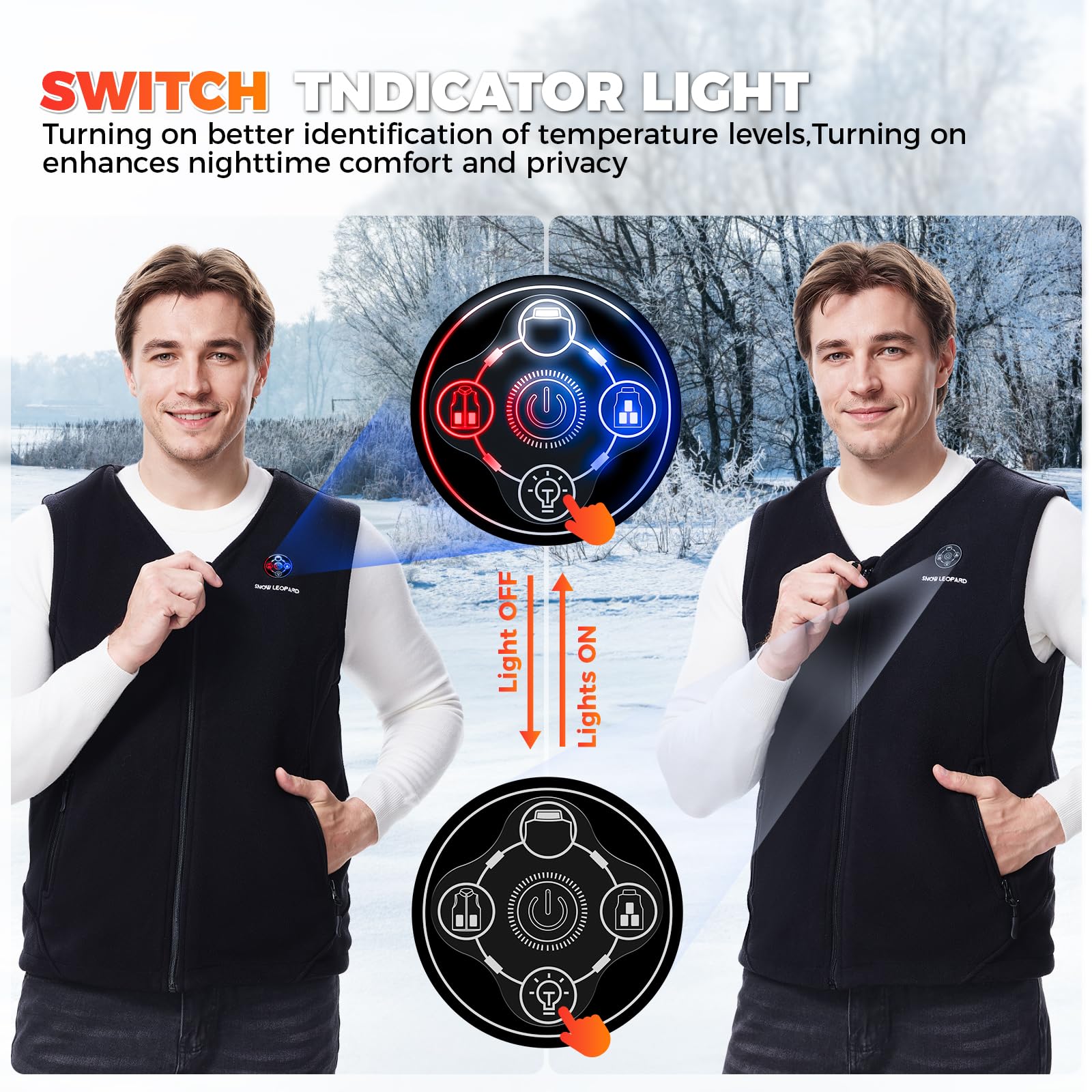 SNOW LEOPARD Heated Vest for Men with Battery Pack Included, Mens Heated Vests 7.4V 16000mAh Rechargeable Men's Electric Vest Winter Warming Heating Vest for Hiking/Golfing/Hunting, XX-Large