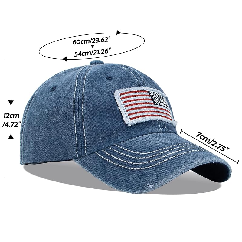 Distressed Ponytail Hat for Women – American Flag High Bun, One Size Navy