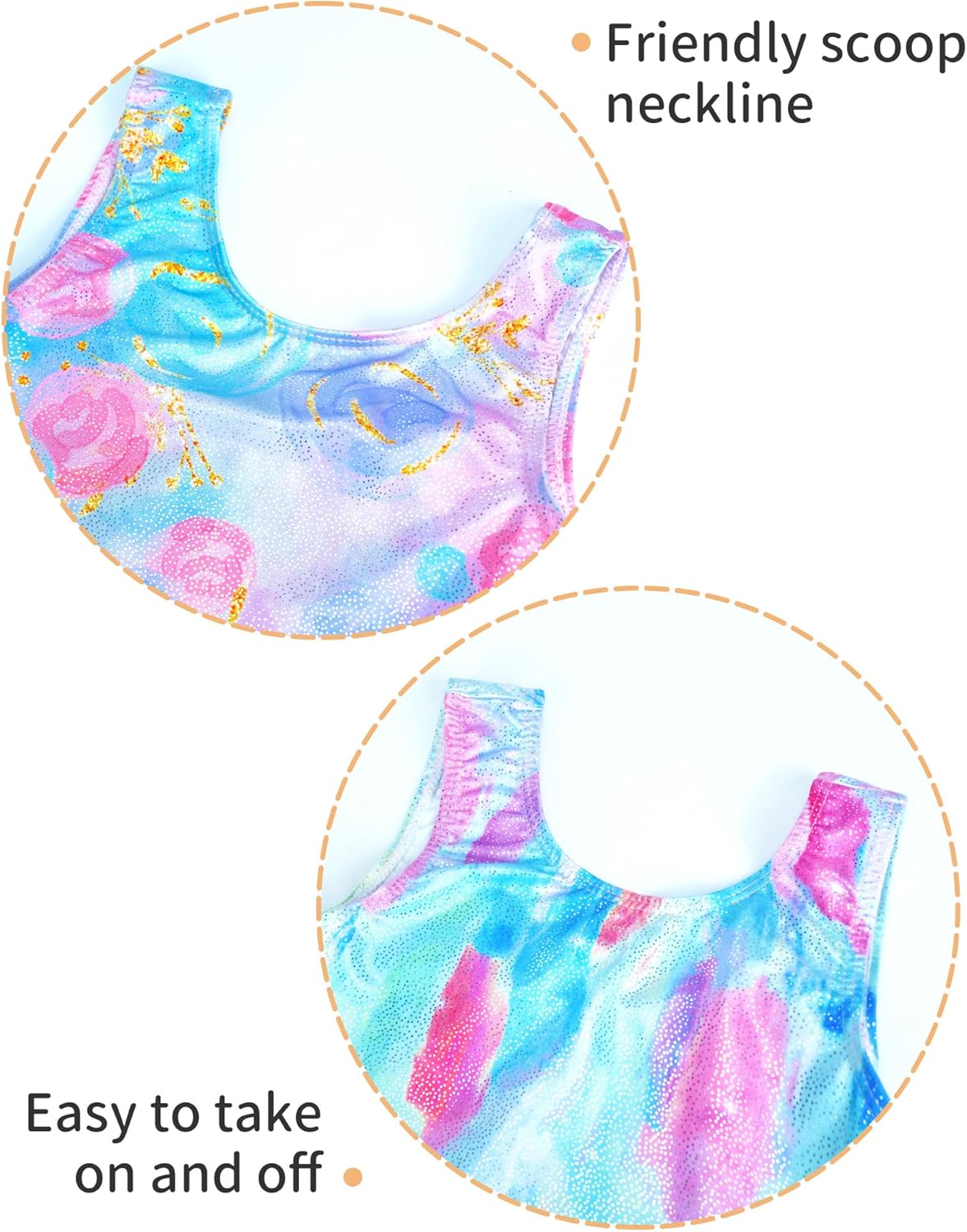Skiennix Girls' Sparkly Gymnastics Leotard - 2 Pack Sleeveless Tumbling Unitards with Shorts