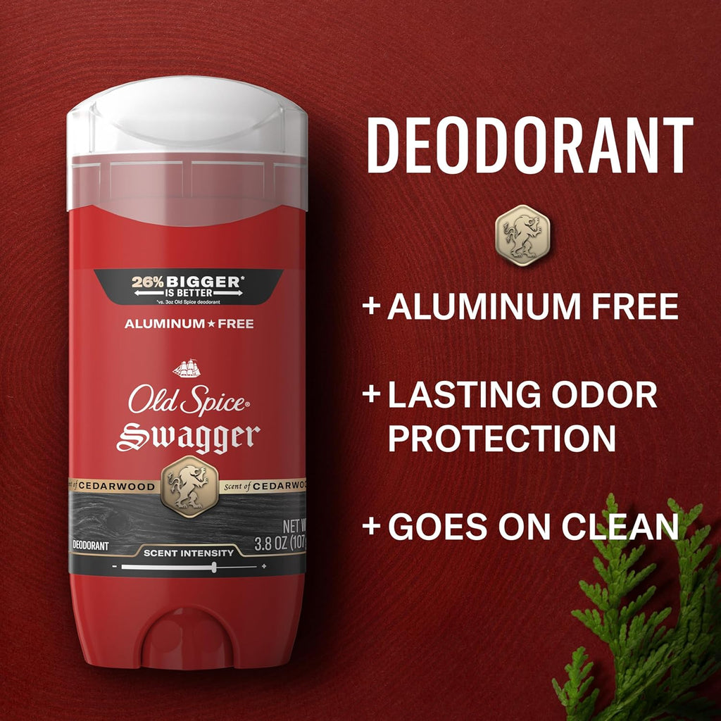 Old Spice Aluminum-Free Deodorant - 24/7 Odor Protection & Lasting Freshness | Swagger Lime & Cedarwood, 3.8 oz (Pack of 3)