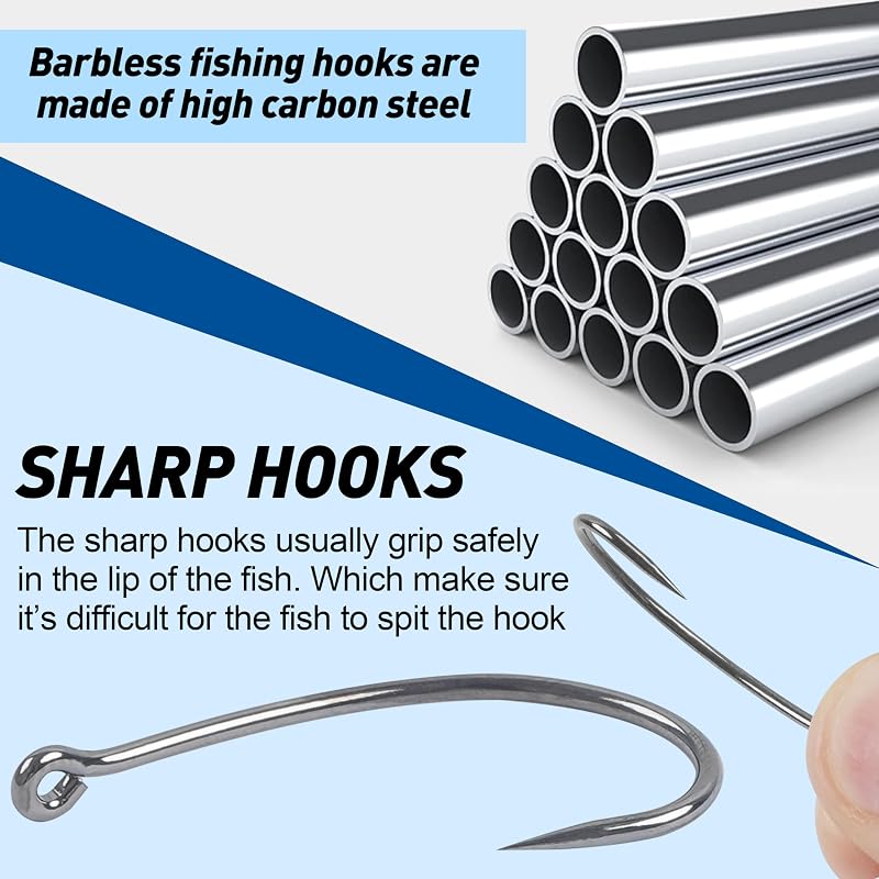 Barbless Fishing Hooks 150pcs – Carp, Trout, Circle Curve Shank Tying Hooks