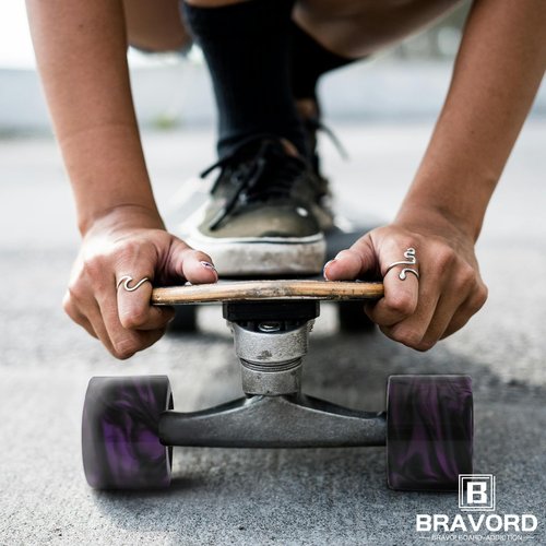 BRAVORD Longboard Wheels 70mm 78A PU, Mixed-Color Wheels for Cruisers and Longboards– Pack of 4 (Mix-Purple)