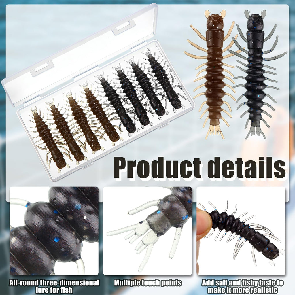 Relaxgiant 36 Pcs Hellgrammite Fishing Lures 3 Inch Soft Plastic Hellgrammite Fly Realistic Fishing Bait Artificial for Freshwater(Black, Brown)