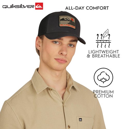 Quiksilver Men's Premium Cotton Adjustable Snap Back Logo Baseball Cap, Charcoal, One Size