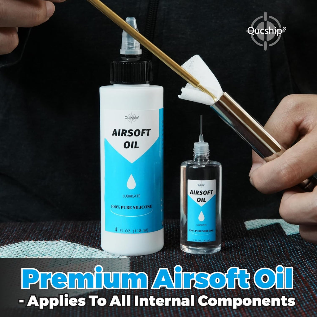 Skiennix Airsoft Oil - 100% Silicone Multi-Purpose Lubricant | 4 oz & 1 oz Needle Oiler