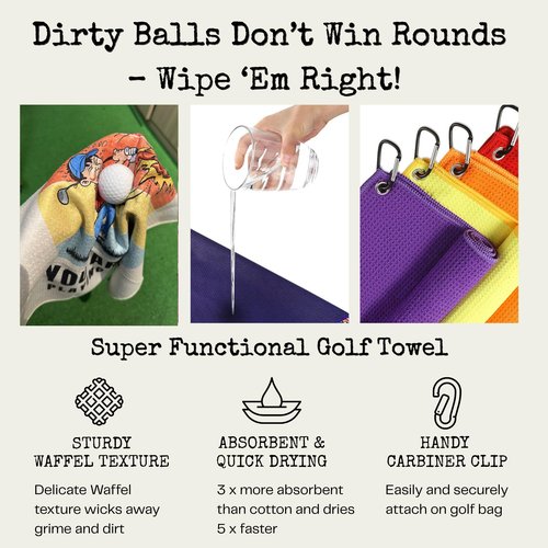 Funny Golf Towels- Golf Themed Gag Gifts for Men Who Have Everything, Golf Towels for Golf Bags with Clip for Men, Funny, Unique Accessories (Clean)