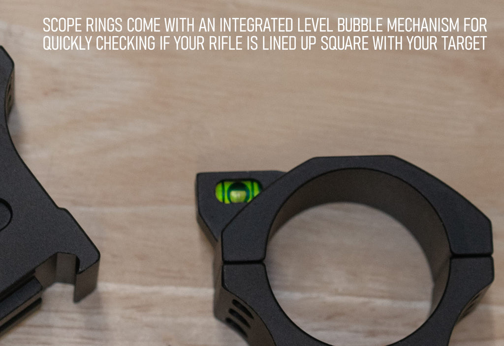 Monstrum Next Level Scope Rings with Integrated Level Bubble | 30 mm Diameter | Picatinny | Medium Profile