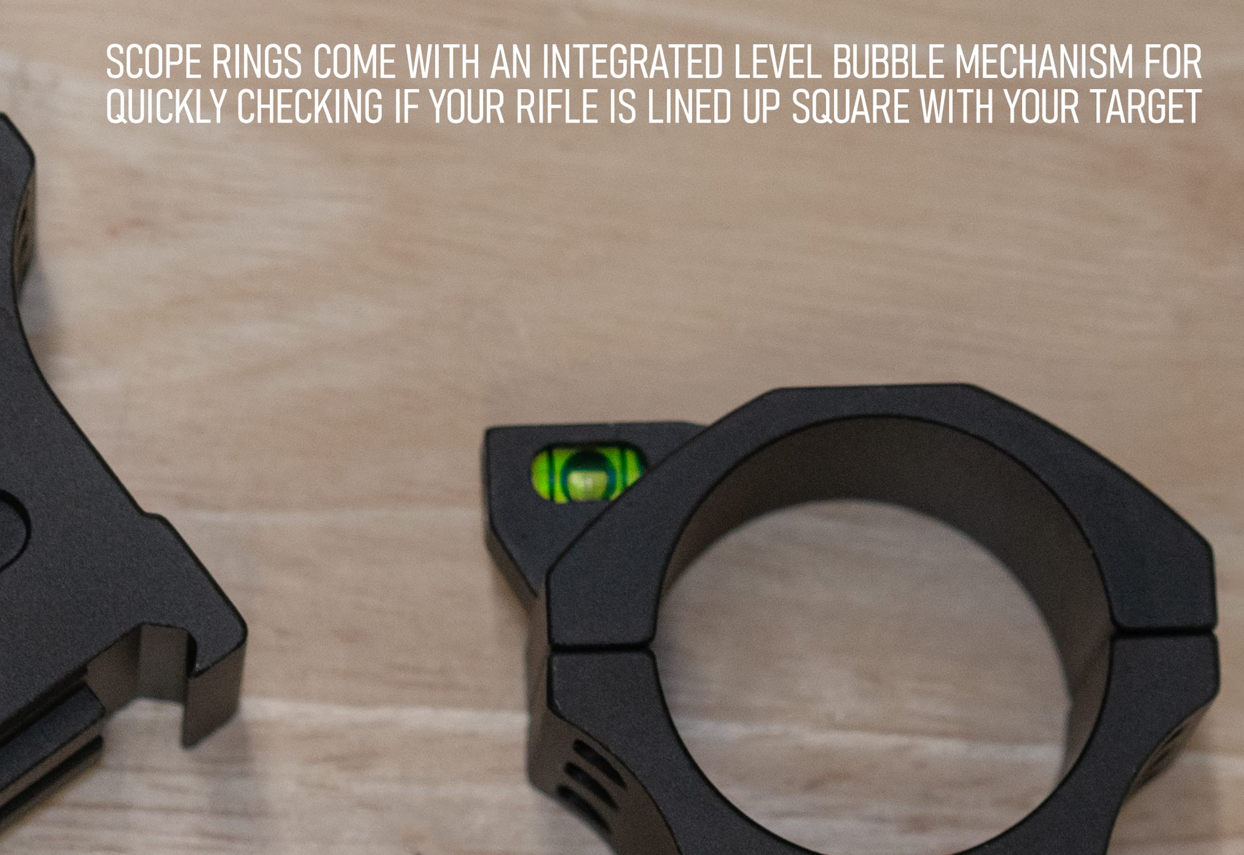 Monstrum Next Level Scope Rings with Integrated Level Bubble | 30 mm Diameter | Picatinny | Medium Profile