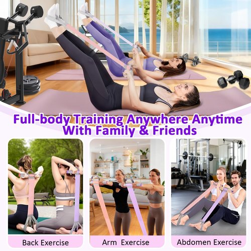 FEFURS 2 Pack Fabric Resistance Band with Handles,Non-Slip Foot Pedal Puller Resistance Band for Legs & Glutes Working Out,Portable Yoga & Physical Therapy&Home Fitness Accessories for Women & Men