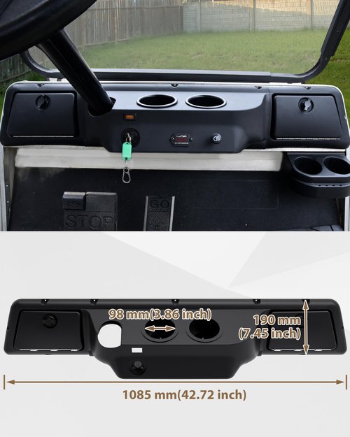 SAUTVS Dash Board Cover Assembly Combined Instrument Board with Glove Boxes Cup Holders Compatible with Club Car DS 1982+ Golf Cart Accessories