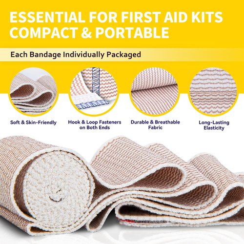 FRESINIDER Premium Elastic Bandage Wrap - Latex-Free Compression Support | 4" x 12 Pack & 6" x 4 Pack
