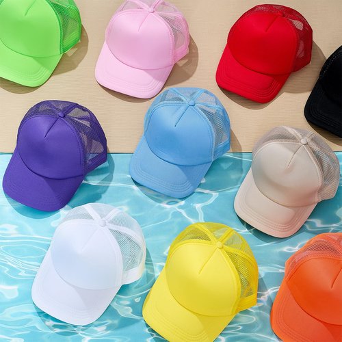 Hercicy 40 Pack Sublimation Blank Trucker Hat Bulk Baseball Cap Adjustable Mesh Unisex Polyester Hat Heat Transfer (Assorted Colors,Adult)