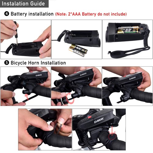 DAWAY A14 110dB Electric Bike Horn - 5 Sound Modes, Loud Bicycle Handlebar Alarm Bell with Free Screwdriver, Ideal Gift for Kids & Adults - Safe & Easy Cycling Alert