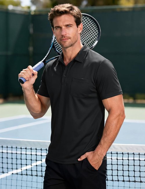 MAGCOMSEN Men's Polo Shirt - Short Sleeve Collared Golf Shirt with Pocket | Moisture-Wicking, Quick-Dry Performance