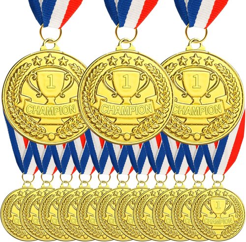 GOLDGE Gold Medals - 36Pcs Champion Awards with Neck Ribbons | 2'' Winner Trophies for Sports Teams