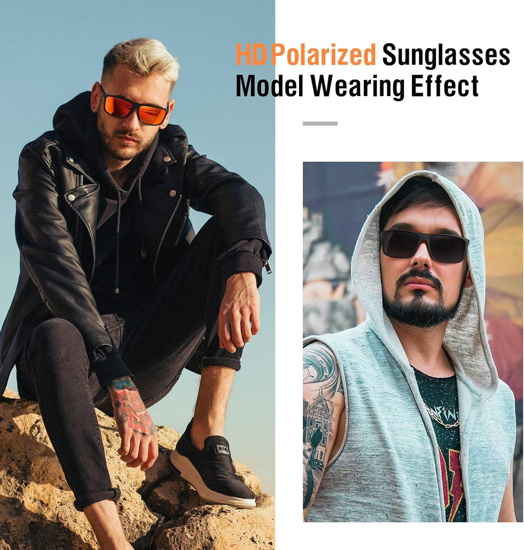 Skiennix Polarized Sunglasses - Black Retro Style for Men & Women | UV Protection for Driving & Fishing