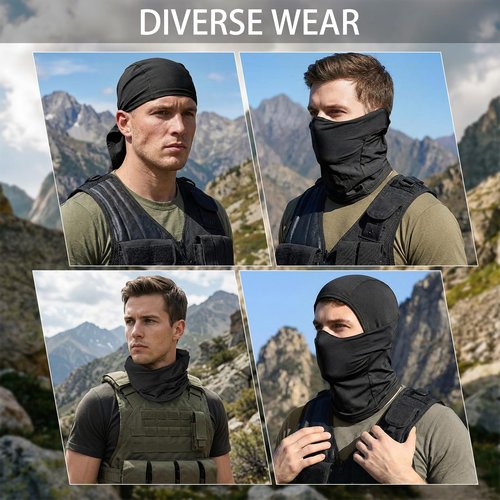 Qavctw Tactical Balaclava Mask Military Training Hooded Mask Shooting Full Face Mask Riding Hiking Paintball Fishing Hunting Head Wrap Mask Men Women Outdoor Breathable Headgear