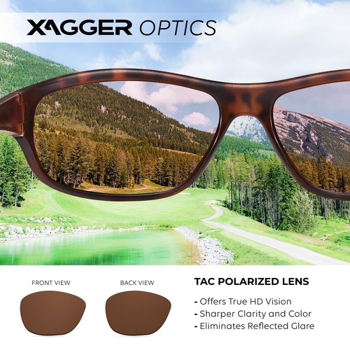 Xagger Polarized Wrap Around Sport Sunglasses for Men Women Running Driving Fishing TR90 Frame