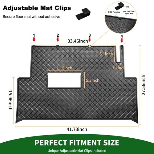 Cartalia Golf Cart Floor Liner Mat 8mm Thick Rubber Full Coverage Fit for Club Car Precedent 2004-2025 / Onward & Tempo 2017-2024 / Villager & V4L 2019-2025 Cart Non-Slip Mats Replacement - Black Trim