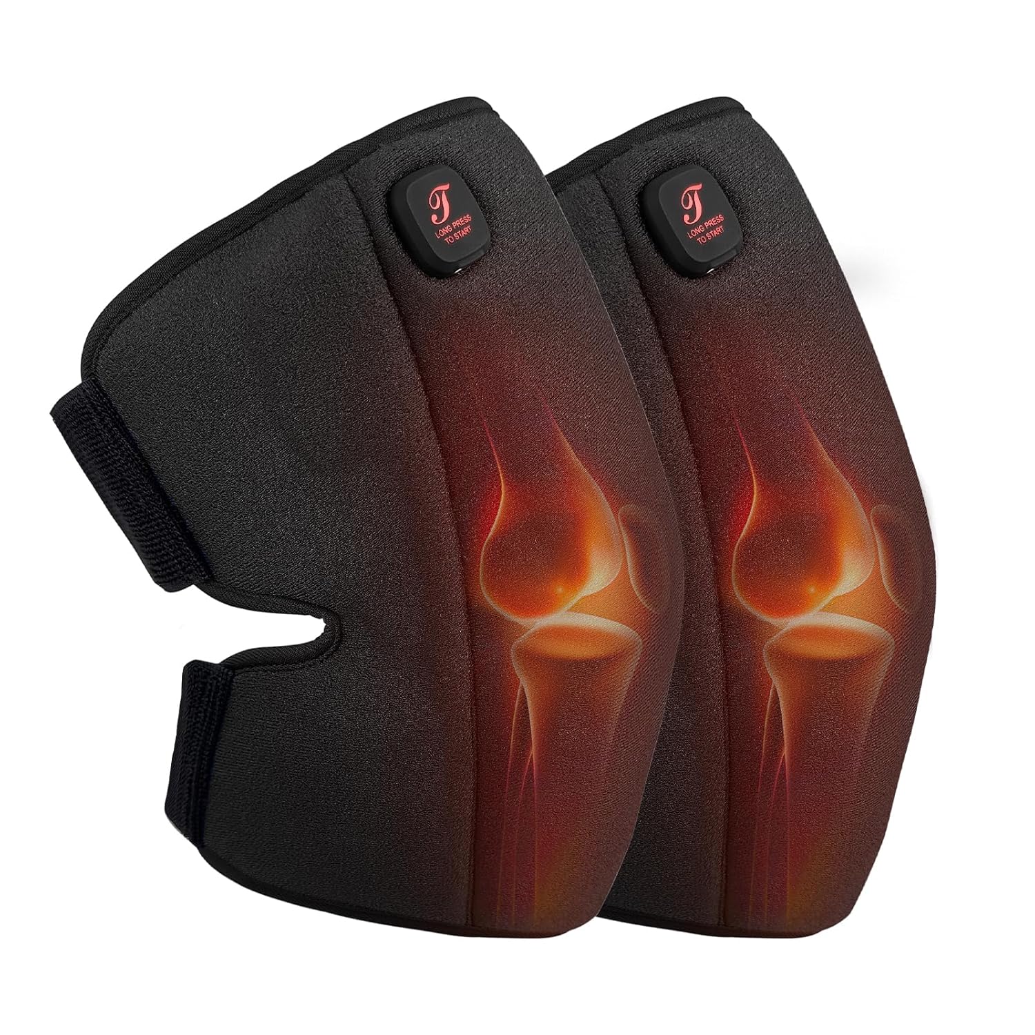 Skiennix Heated Knee Brace - Cordless Heating Pad for Arthritis Relief | 3 Temperature Modes, Black (One Pair)