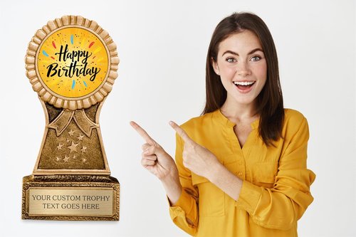 Awards4U Birthday Trophy - Personalized Engraved Award for Kids & Adults | Custom Text for Birthday Celebrations