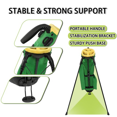 Golf Stand Bag Lightweight Small Medium Carry Bag 2-3 Way Divider Men and Women with Adjustable Shoulder Strap Multiple Pockets Golf Gun Bag with Golf Putter Covers (M-Green)