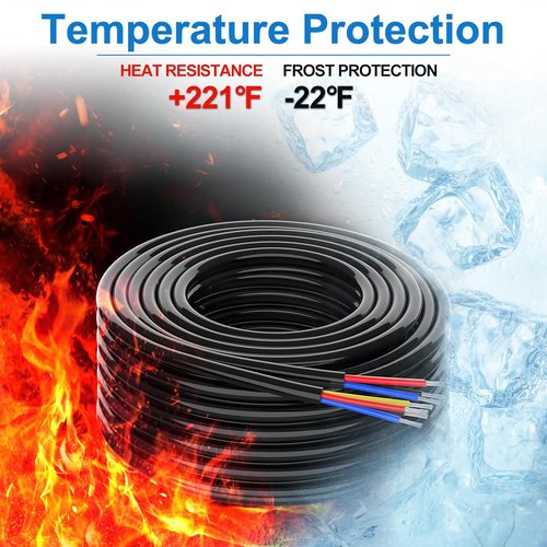 NAOEVO 18 AWG 4 Conductor Wire - Flexible Tinned Copper PVC Cable for Automotive & Marine | 15FT